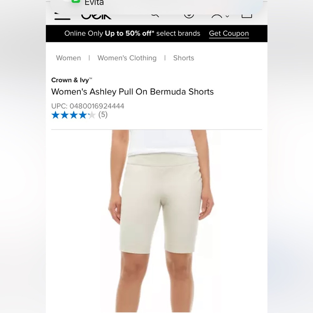 Crown & Ivy Ashley pull on bermudas. NWT.โ Retail 49.50